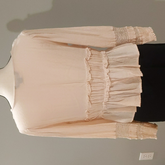 American Eagle Ivory BOHO Lace Peasant Top - Size S - Picture 4 of 10